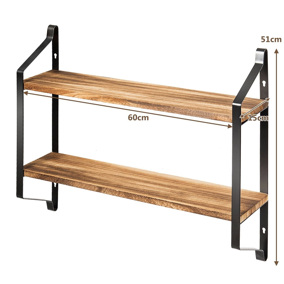 Etagere Murale En Bois Et Métal Porte-Épices Pour Cuisine Etagère À 2 Niveaux