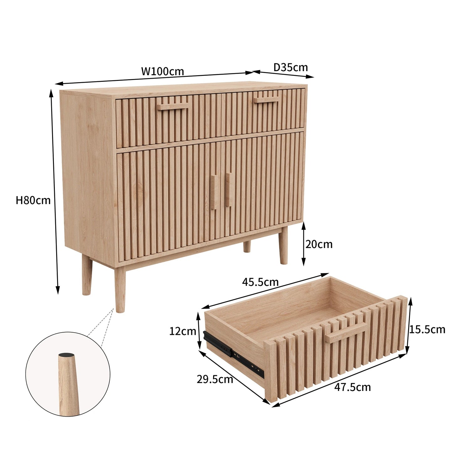 Meuble de rangment en bois avec 2 tiroirs et 2 portes