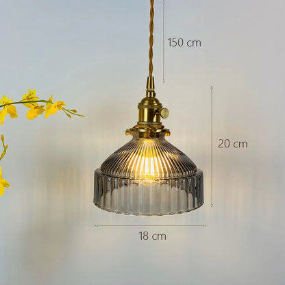 Japanese Indoor Pendant Lights Glass Luminaria Decoration Modern Brass Led Hanging Lamp for Bedroom Kitchen E27 Bulb Amber Gray