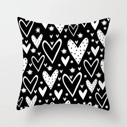 Black and White Geometric Decorative Pillowcases Polyester Throw Pillow Case Striped Geometric Pillowcase Kussensloop
