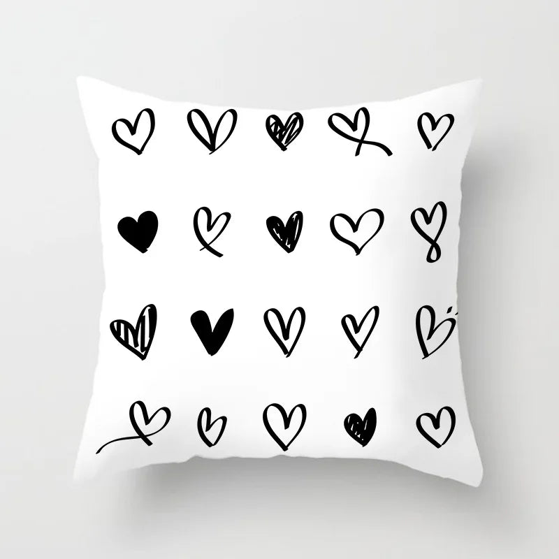Black and White Geometric Decorative Pillowcases Polyester Throw Pillow Case Striped Geometric Pillowcase Kussensloop