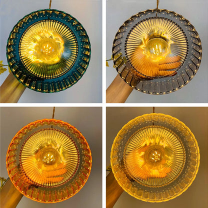Japanese Indoor Pendant Lights Glass Luminaria Decoration Modern Brass Led Hanging Lamp for Bedroom Kitchen E27 Bulb Amber Gray