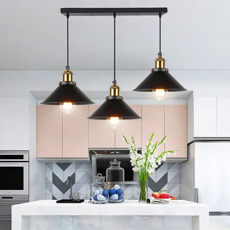 Industrial Retro Iron Pendant Lamp E27 Interior Hanging Light Bedroom Kitchen Restaurant Bar Balcony Black Small Pendant Lamps
