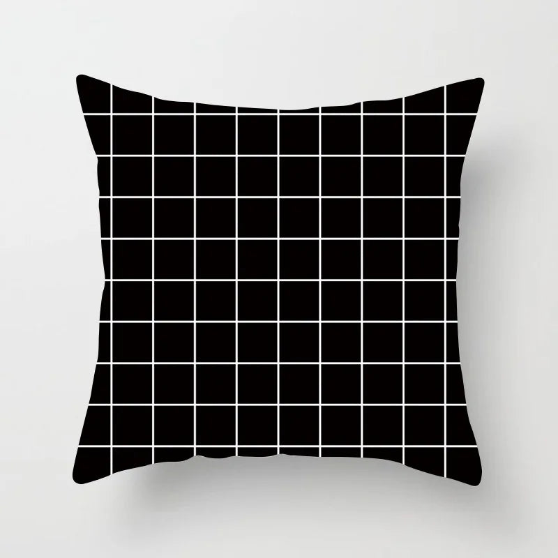 Black and White Geometric Decorative Pillowcases Polyester Throw Pillow Case Striped Geometric Pillowcase Kussensloop